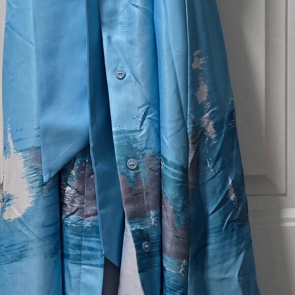 MAXI BUTTON DOWN OCEAN PRINT DRESS WITH POCKETS - MEDIUM - Picture 4 of 9